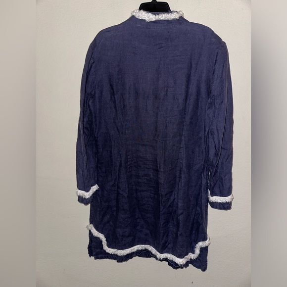 Sail to Sable women’s navy linen dress L summer vacation beach nautical boho - Picture 7 of 7